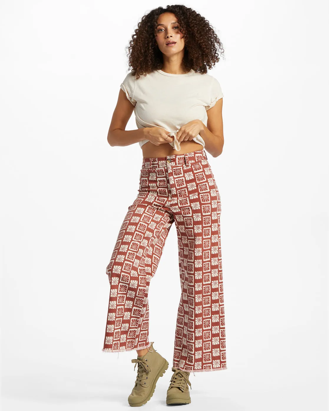 Free Fall Print Wide Leg Pants - Deep Sienna sold by Billabong