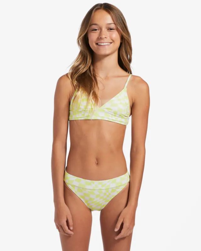 Girls Daydream Check Two Piece Banded Triangle Bikini Set - Light Lime sold by Billabong