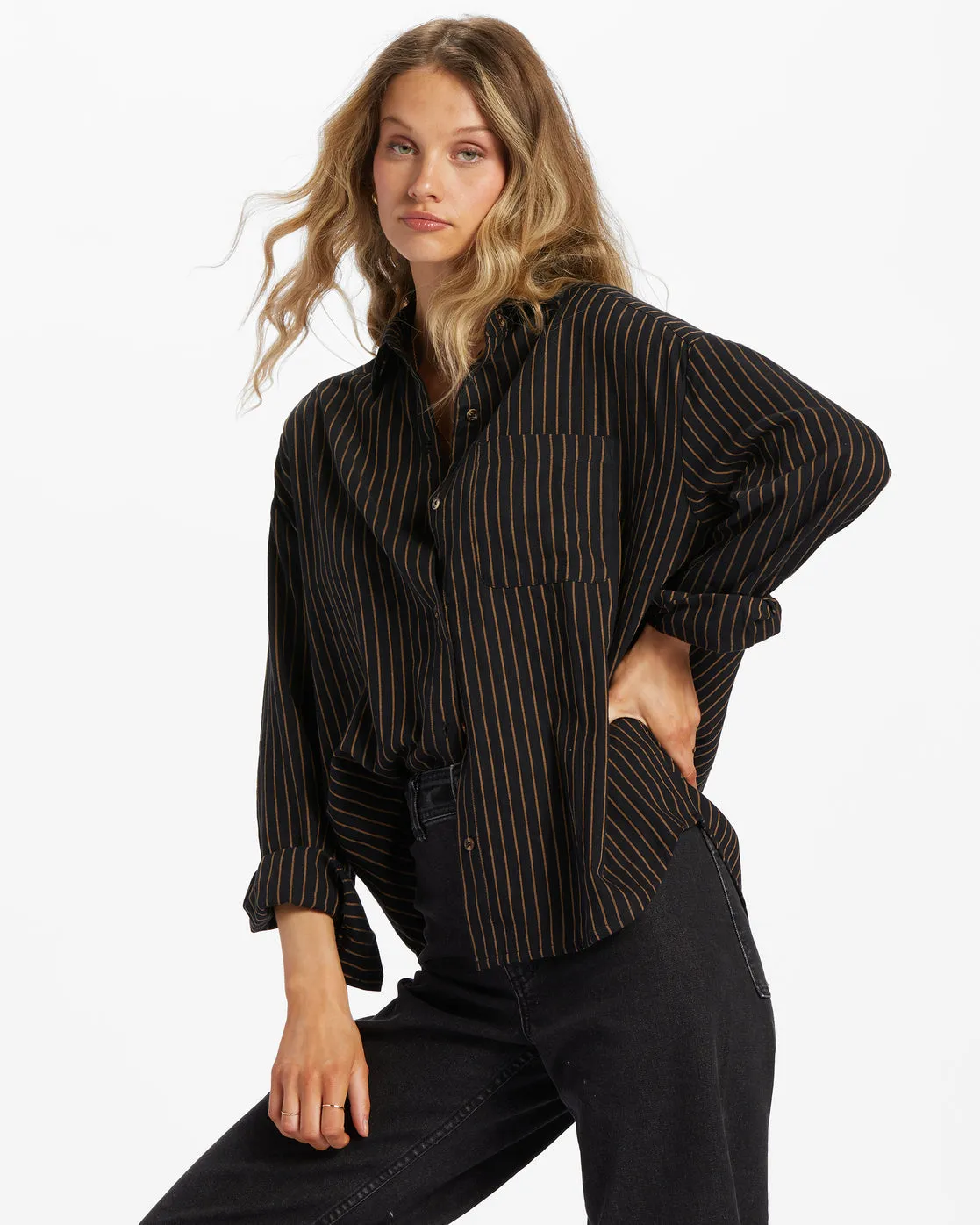 Right On Long Sleeve Shirt - Black Pebble sold by Billabong product image thumbnail 4