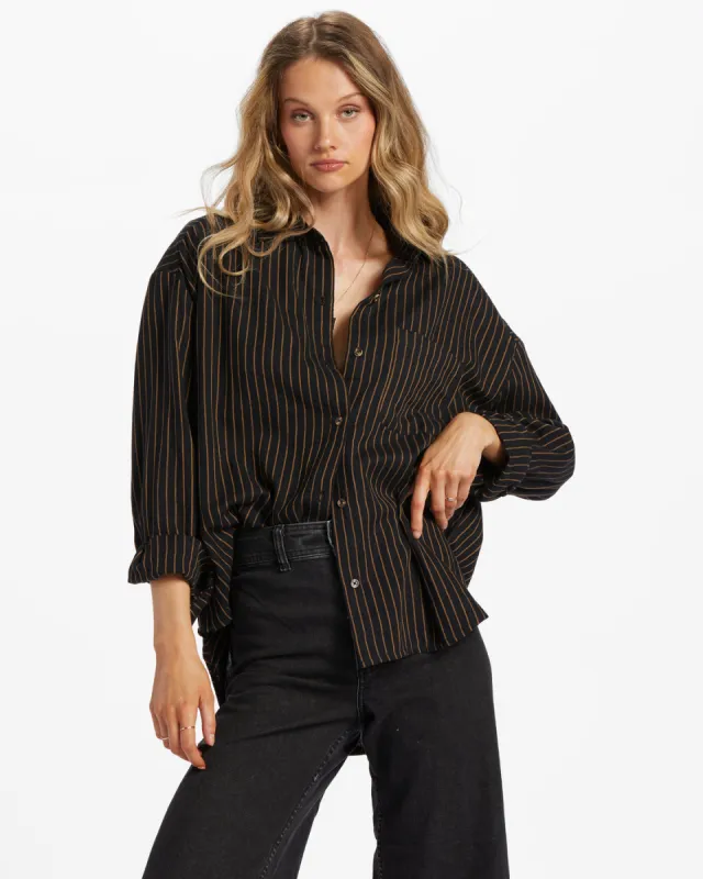 Right On Long Sleeve Shirt - Black Pebble made by Billabong