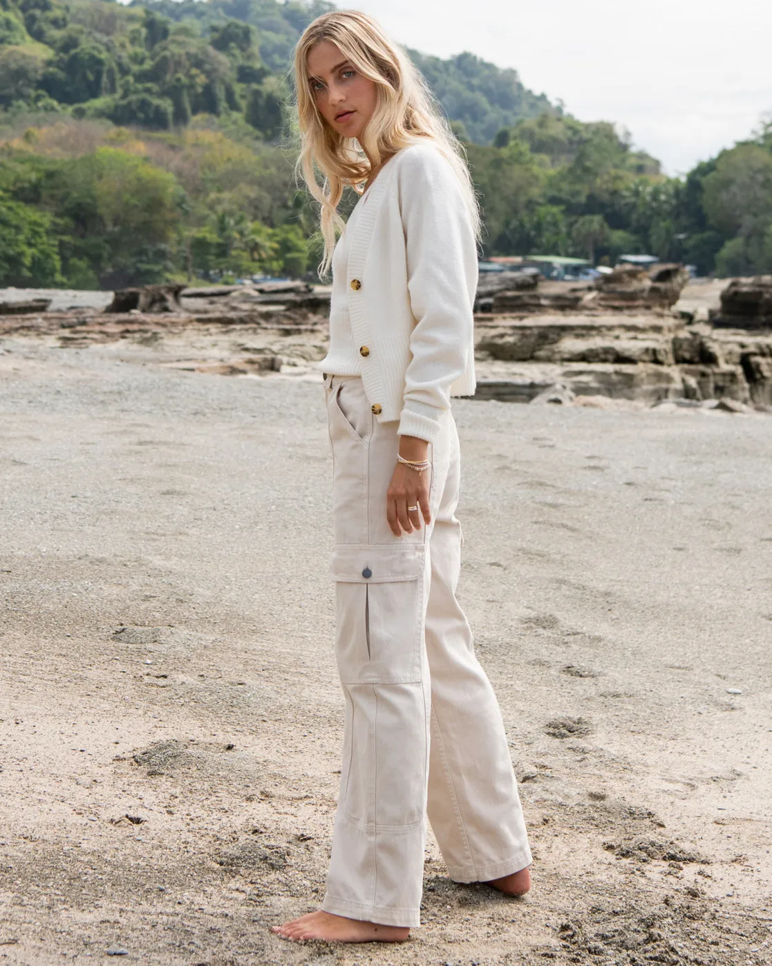 Wall To Wall Denim Cargo Pants - Antique White sold by Billabong