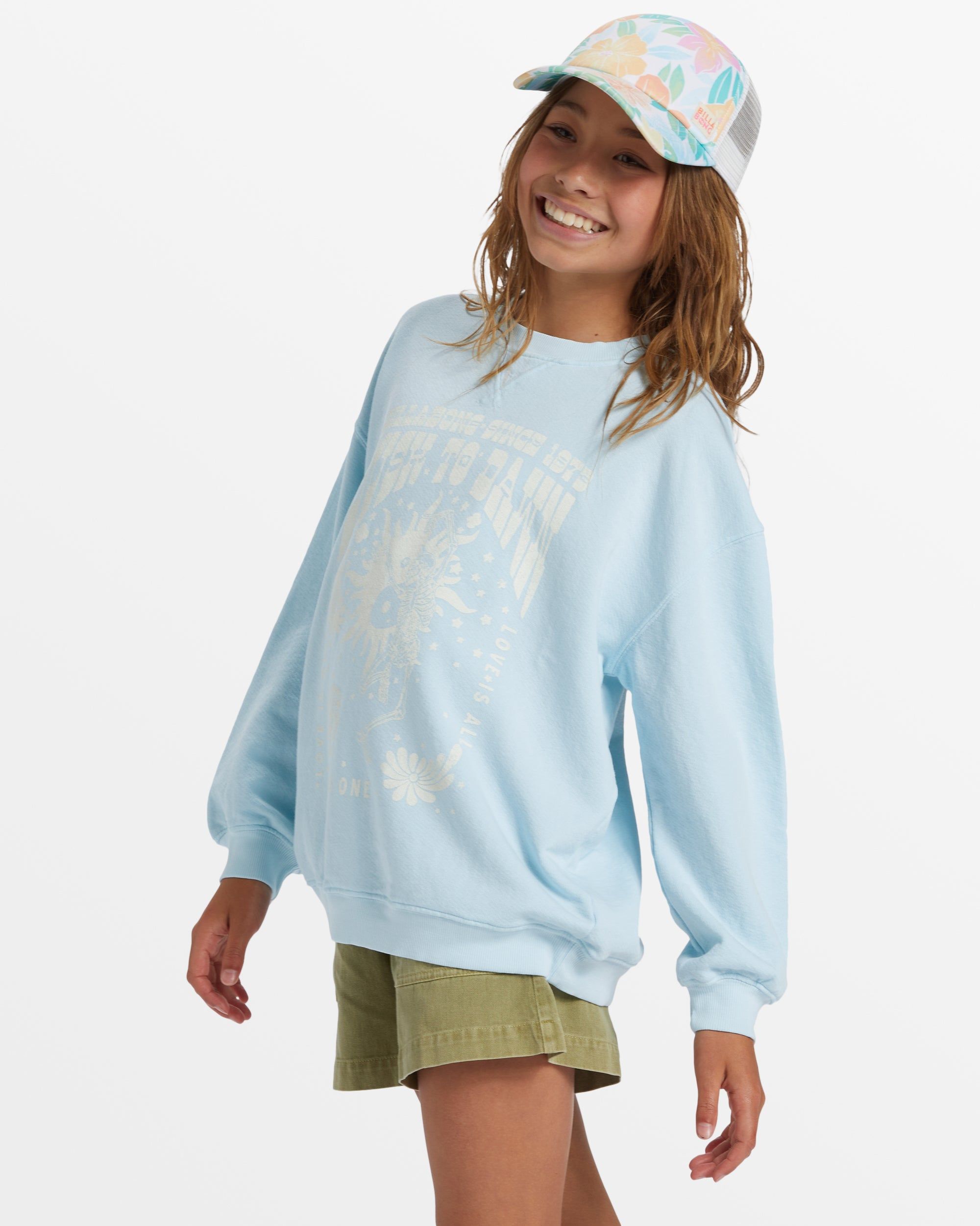 Girl's Making Waves Crewneck Sweatshirt - Blue Glow sold by Billabong product image thumbnail 3