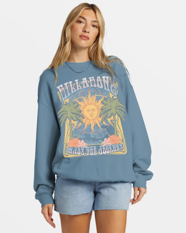Ride In Oversized Crewneck Sweatshirt - Blue Shadow sold by Billabong