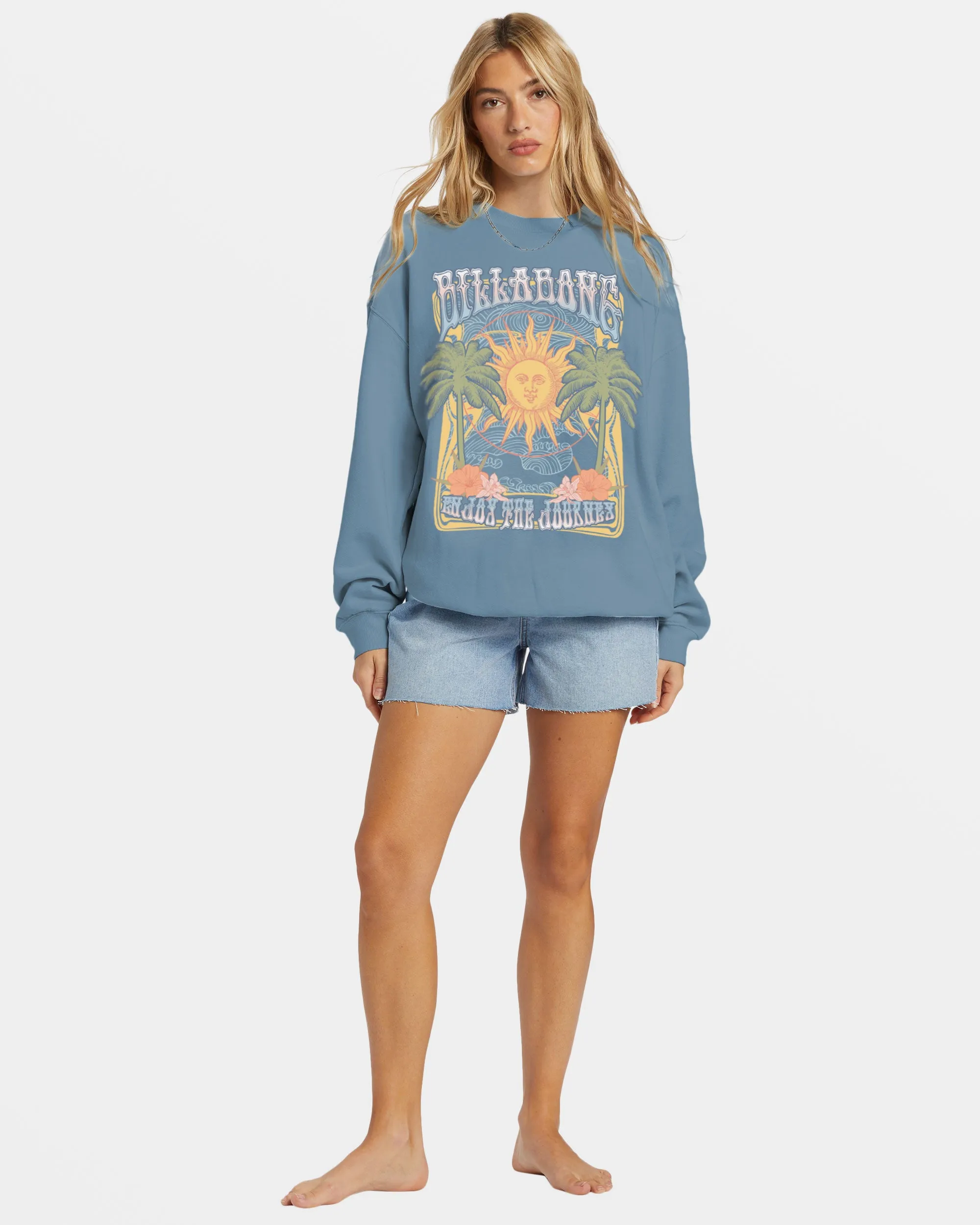 Ride In Oversized Crewneck Sweatshirt - Blue Shadow sold by Billabong product image thumbnail 5
