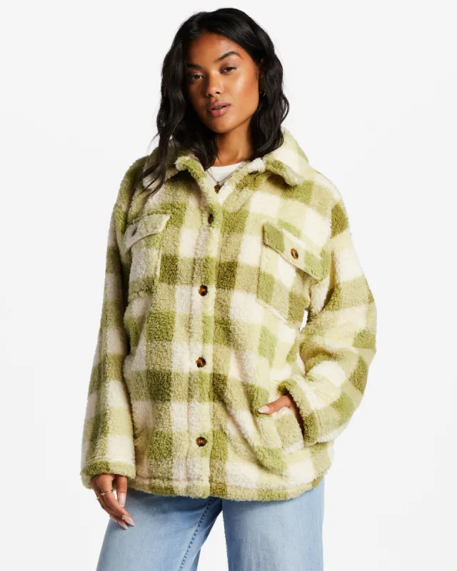 Fairbanks Button-Up Teddy Bear Jacket - Green Eyes sold by Billabong