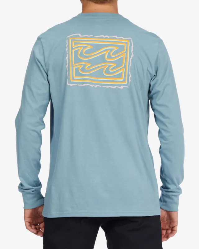 Crayon Wave Long Sleeve T-Shirt - Washed Blue sold by Billabong