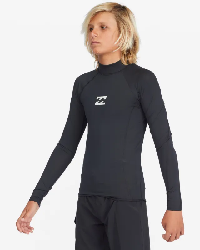 Boys All Day Wave Performance Fit Long Sleeve Rashguard - Black sold by Billabong