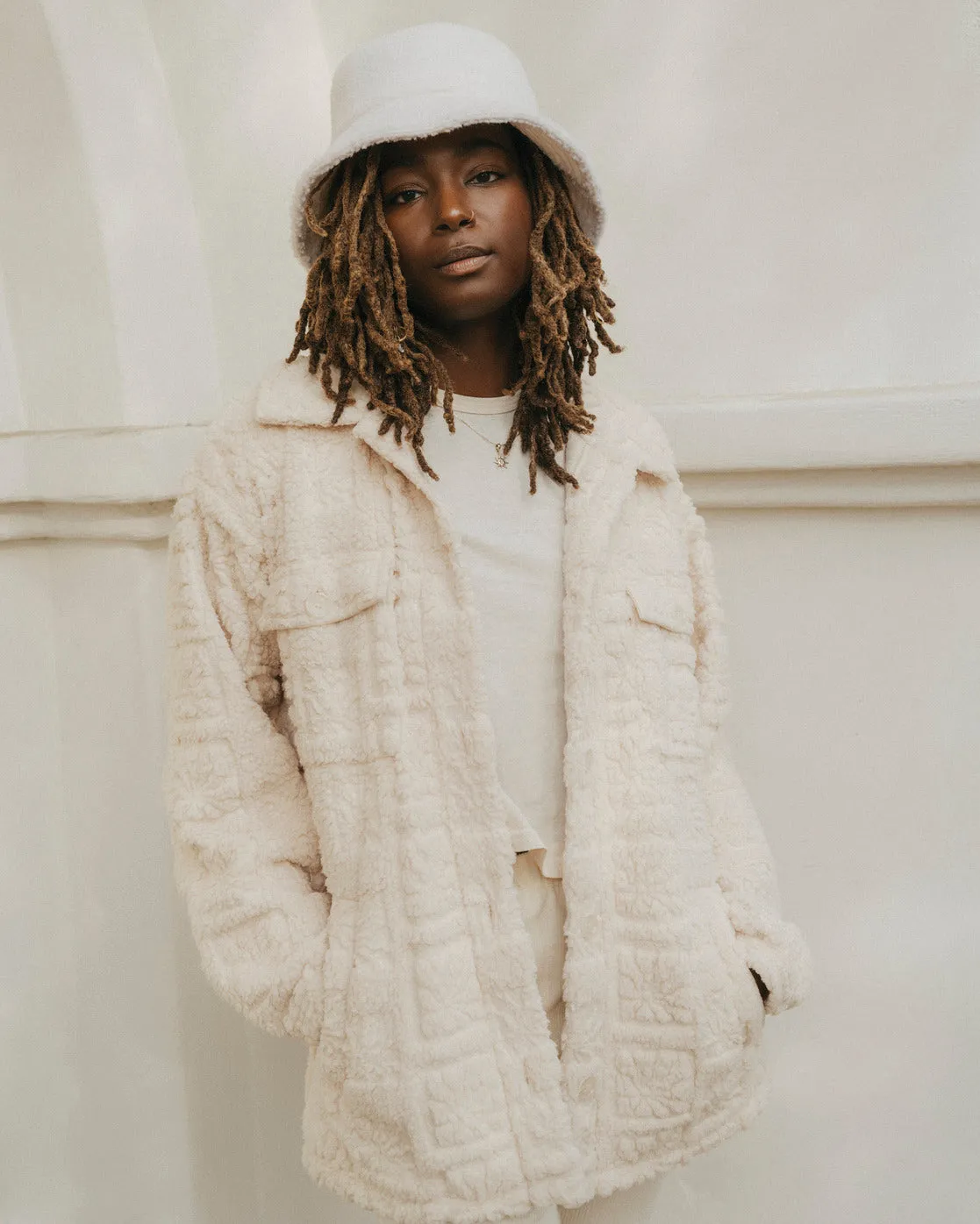 Fairbanks Button-Up Teddy Bear Jacket - White Cap sold by Billabong