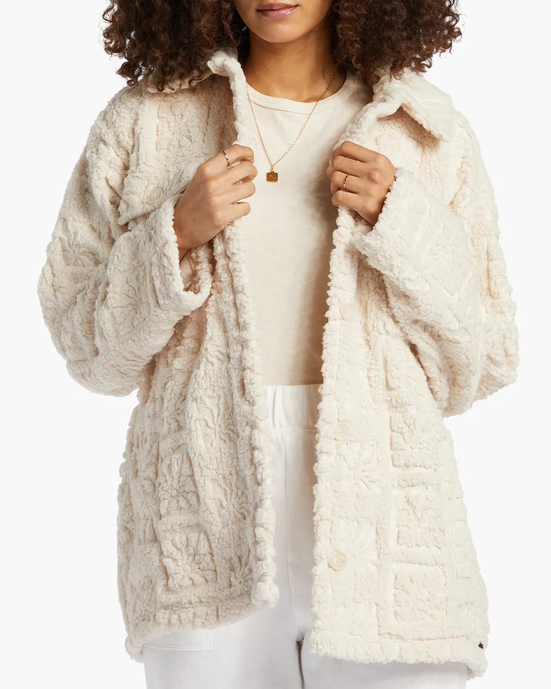 Fairbanks Button-Up Teddy Bear Jacket - White Cap sold by Billabong product image thumbnail 5
