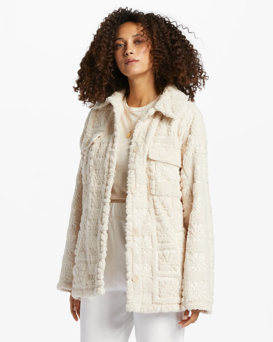 Fairbanks Button-Up Teddy Bear Jacket - White Cap sold by Billabong product image thumbnail 3