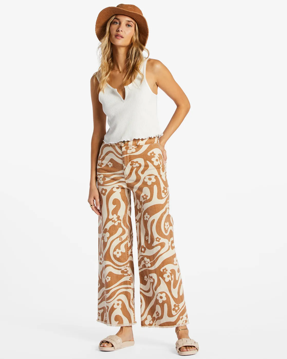 Free Fall Print High-Waist Pants - Cider sold by Billabong