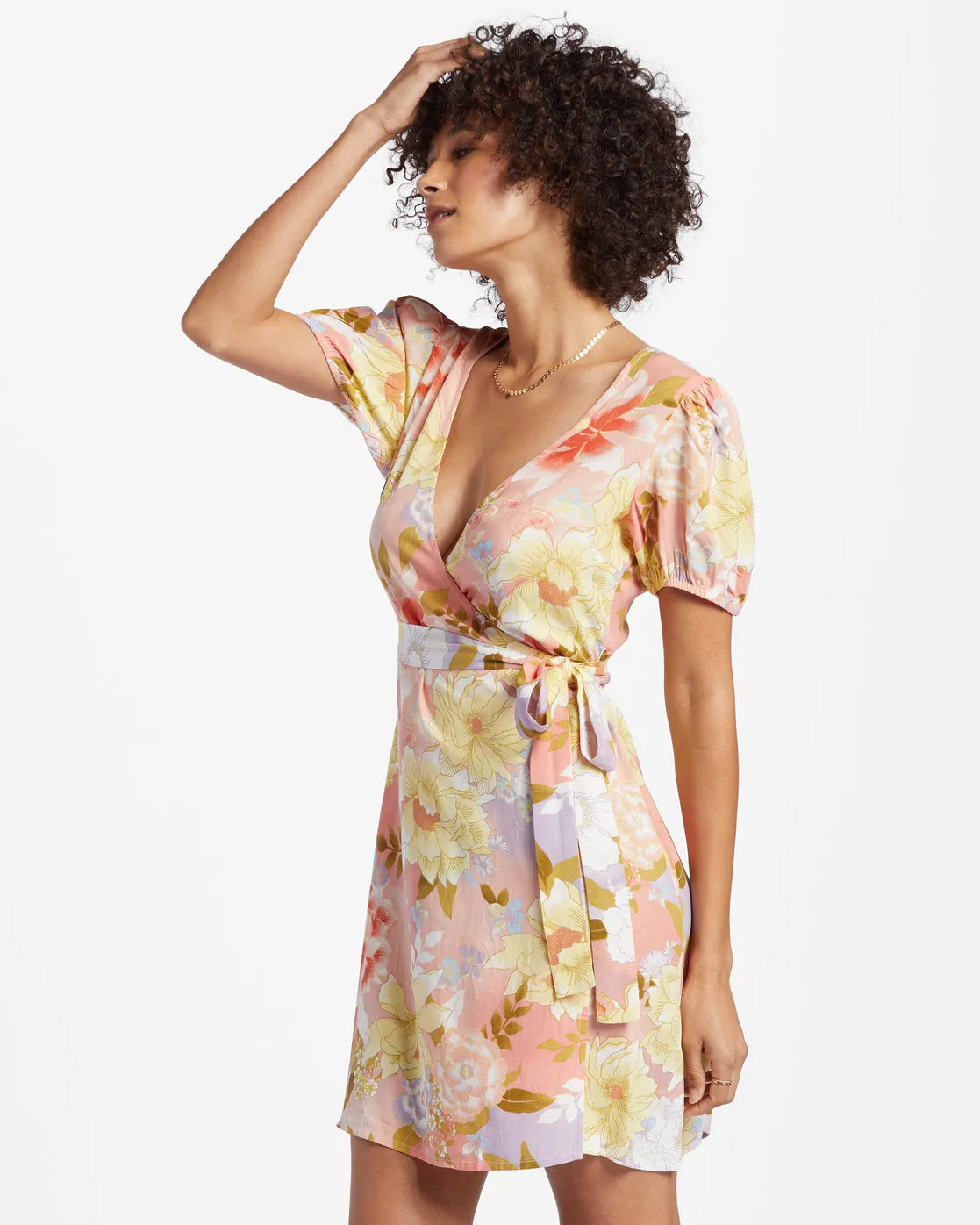 Hot Tropics Mini Wrap Dress - Sweet Peach sold by Billabong product image thumbnail 4