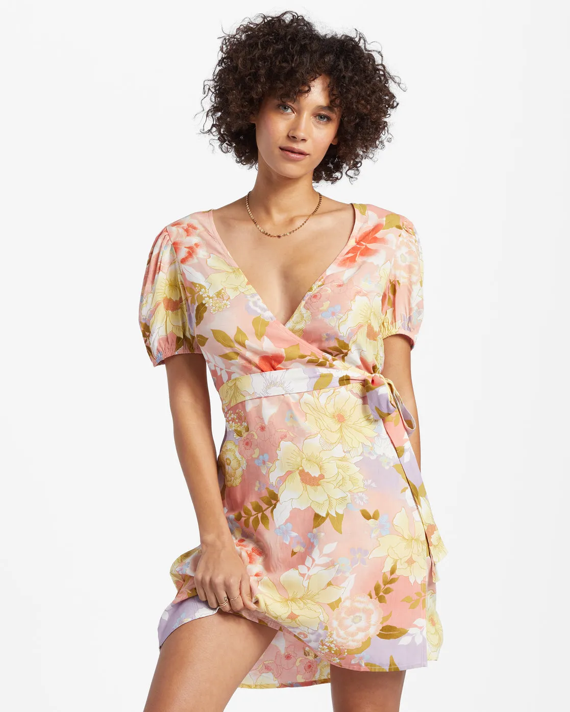 Hot Tropics Mini Wrap Dress - Sweet Peach sold by Billabong