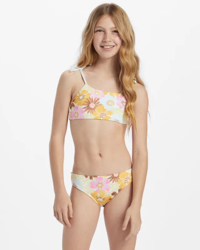 Girls Flower Power Rev Mini Crop Rashguard Swim Set - Multi sold by Billabong