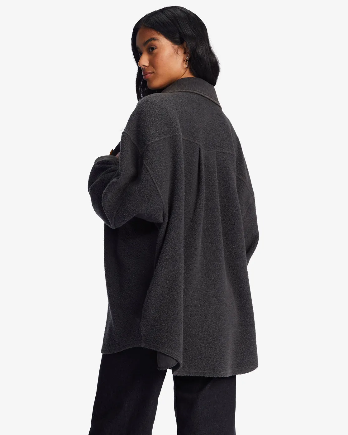 Anytime Shacket Oversized Button-Through Jacket - Off Black 1 sold by Billabong product image thumbnail 5