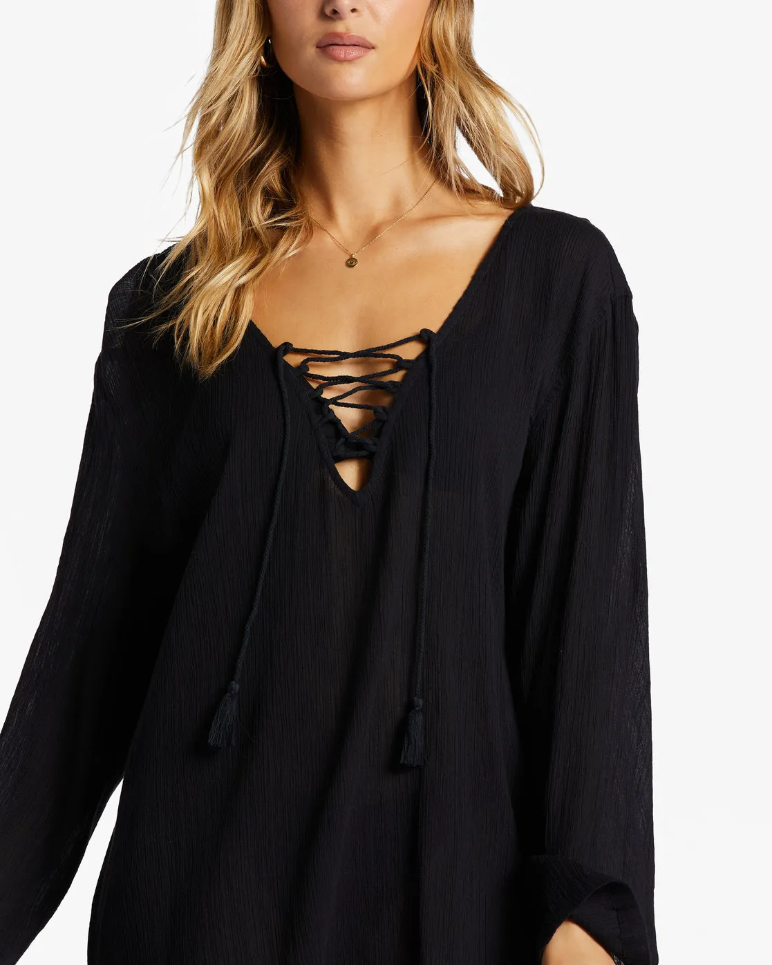 Blue Skies Beach Cover-Up Dress - Black Pebble sold by Billabong product image thumbnail 4
