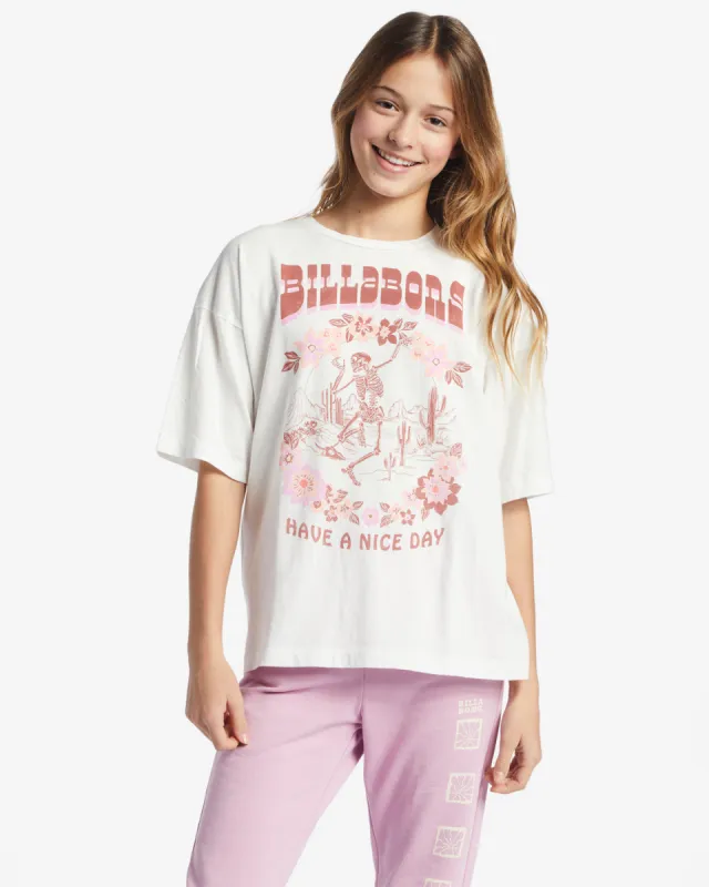Girls Have A Nice Day T-Shirt - Salt Crystal sold by Billabong