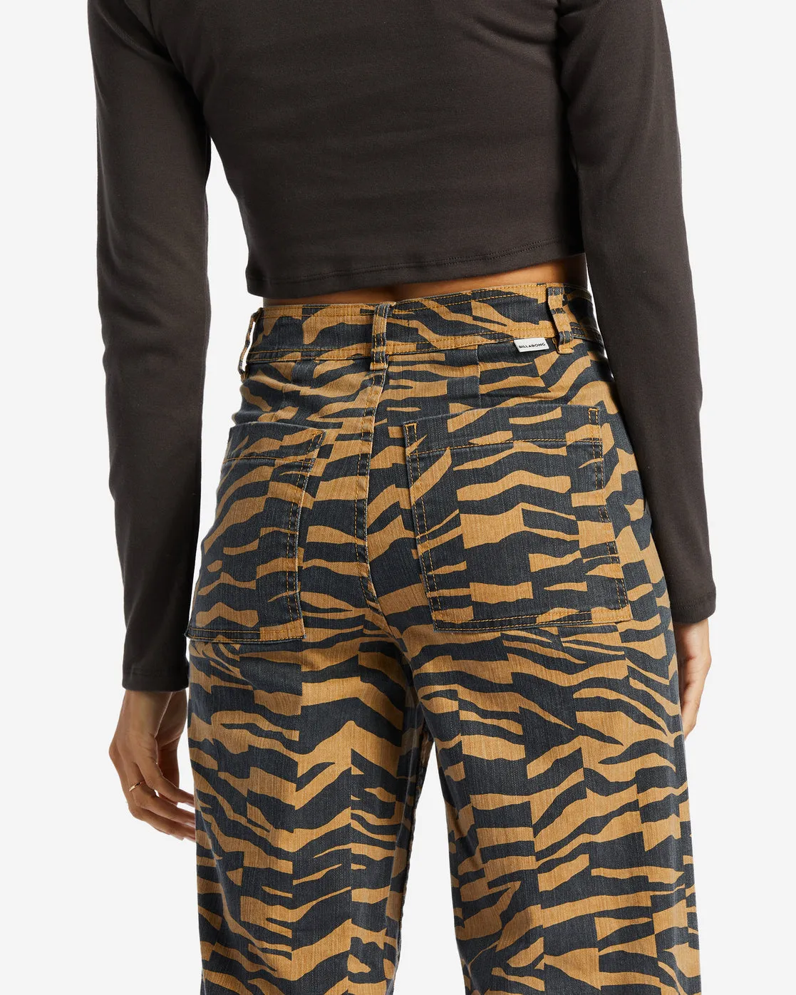 Free Fall Print Wide Leg Pants - Cosmic Khaki sold by Billabong product image thumbnail 5