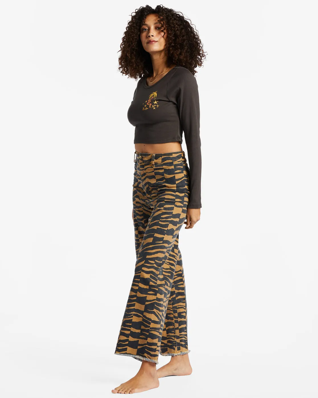 Free Fall Print Wide Leg Pants - Cosmic Khaki sold by Billabong product image thumbnail 2