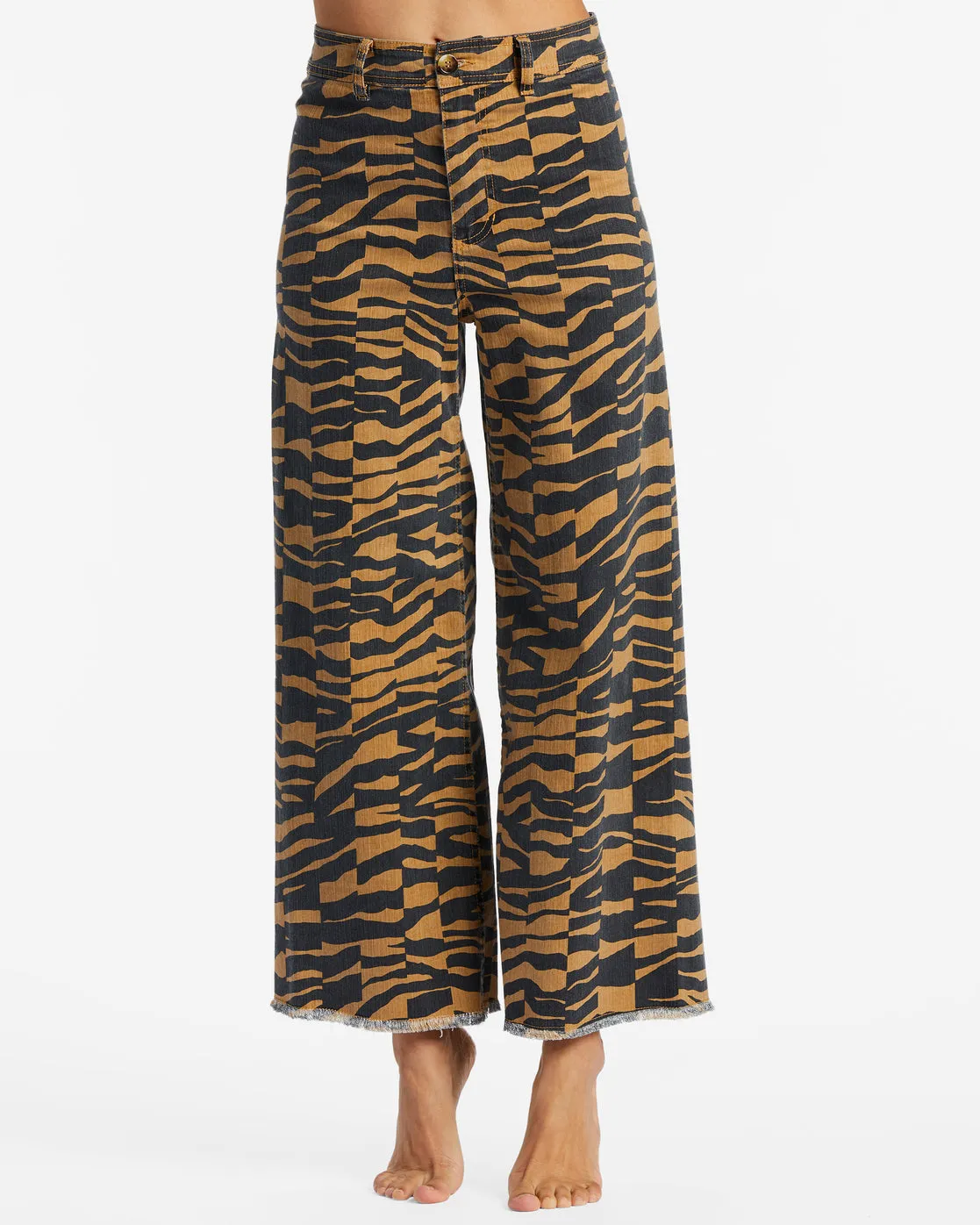 Free Fall Print Wide Leg Pants - Cosmic Khaki sold by Billabong product image thumbnail 4