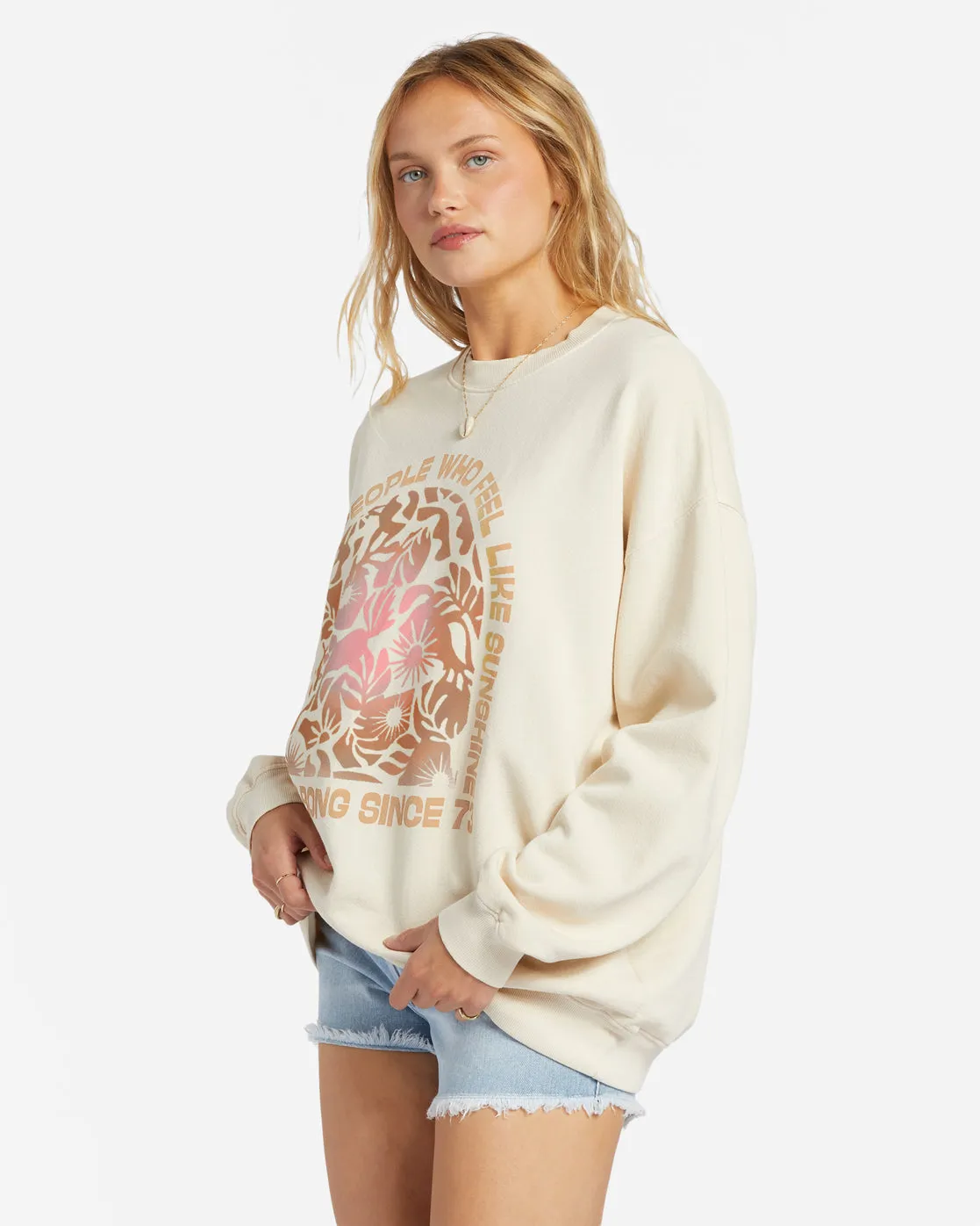 Ride In Oversized Crewneck Sweatshirt - Whitecap sold by Billabong product image thumbnail 2