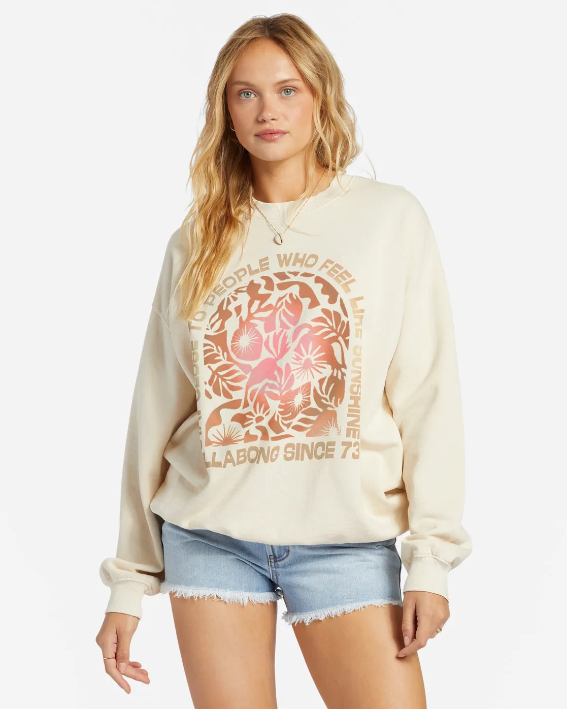 Ride In Oversized Crewneck Sweatshirt - Whitecap sold by Billabong
