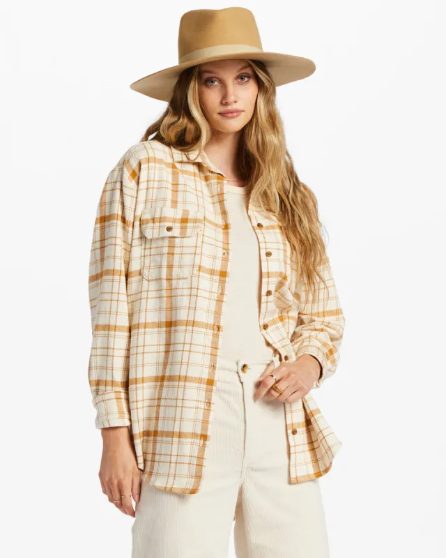 So Stoked Long Sleeve Flannel Shirt - White Cap sold by Billabong