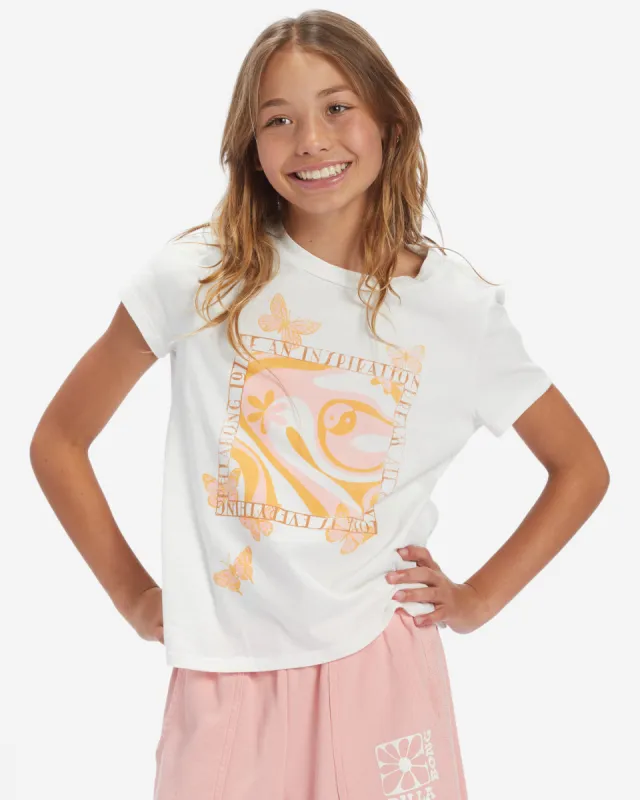 Girls Be A Butterfly T-Shirt - Salt Crystal sold by Billabong