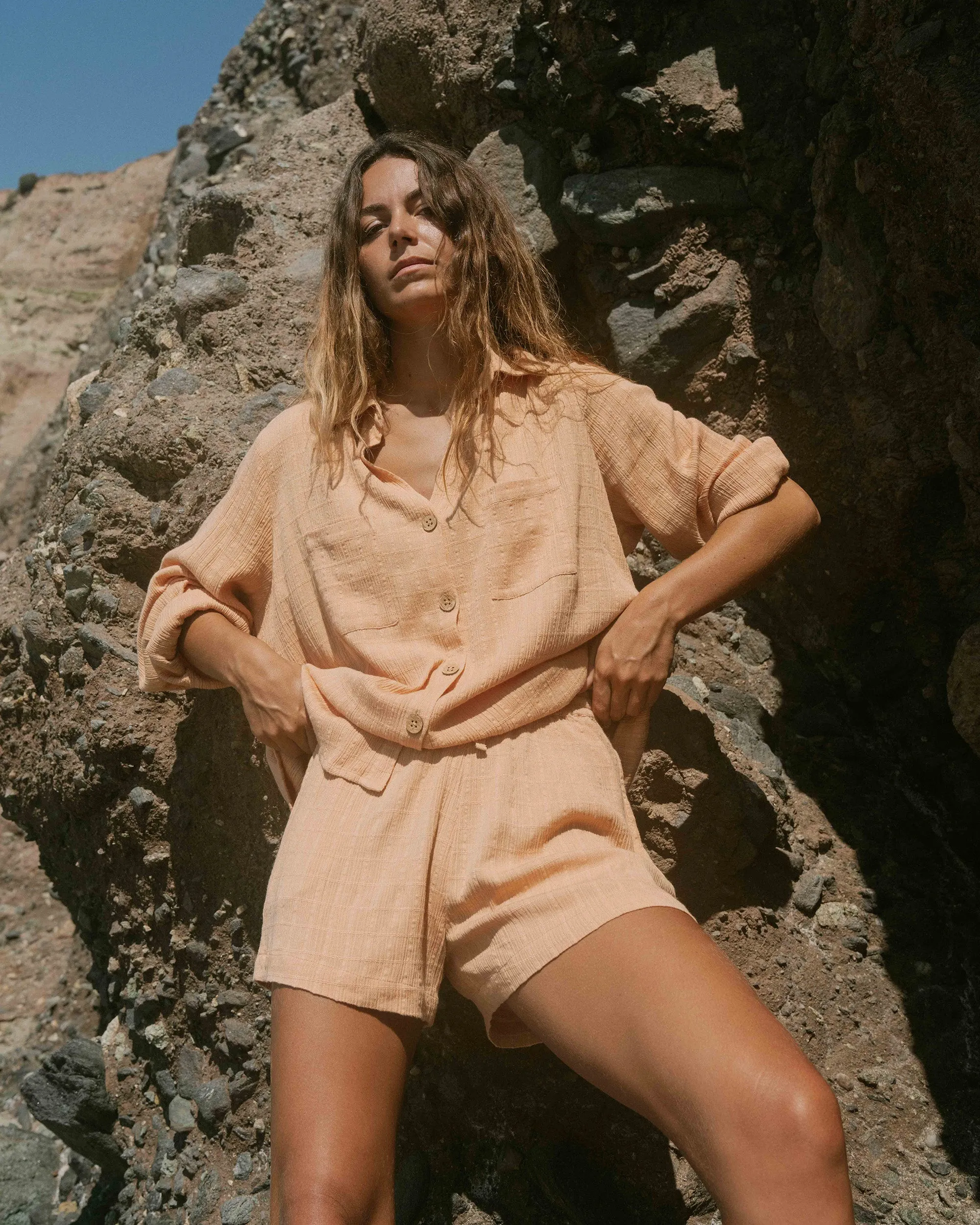 Swell Long Sleeve Shirt - Baked Clay sold by Billabong