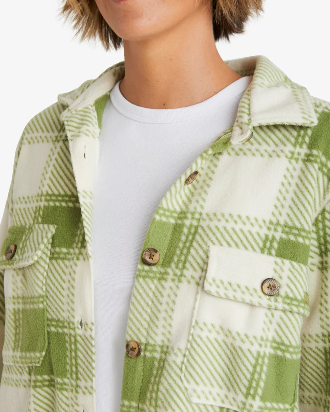 A/Div Forge Fleece Flannel Shacket - Green Eyes sold by Billabong product image thumbnail 4