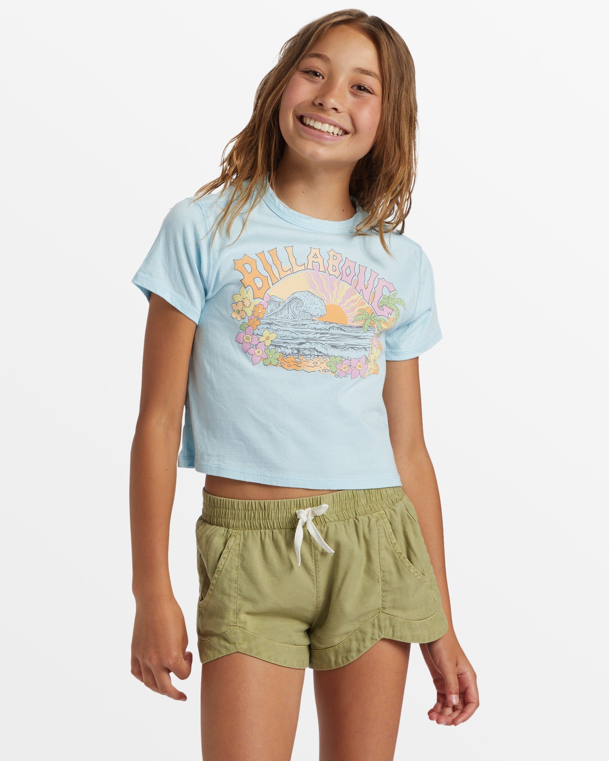 Girl's Tropical Views Cropped T-Shirt - Blue Glow sold by Billabong