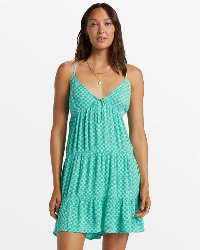 Sweetest Heart Tiered Mini Dress - Tropical Green sold by Billabong