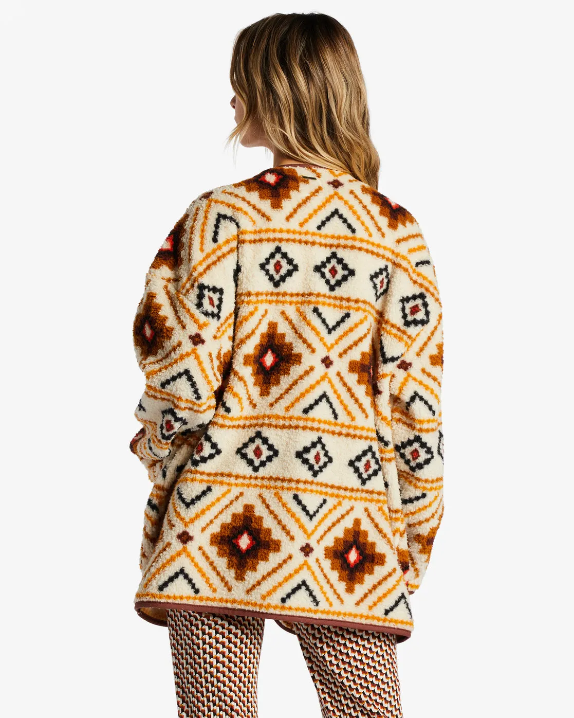 Fireside Cozy Buttoned Fleece Jacket - White Multi sold by Billabong product image thumbnail 4