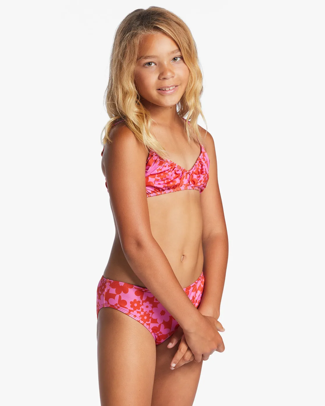 Girls Love Letter Shirred Two Piece Tank Bikini Set - Red Aloha sold by Billabong