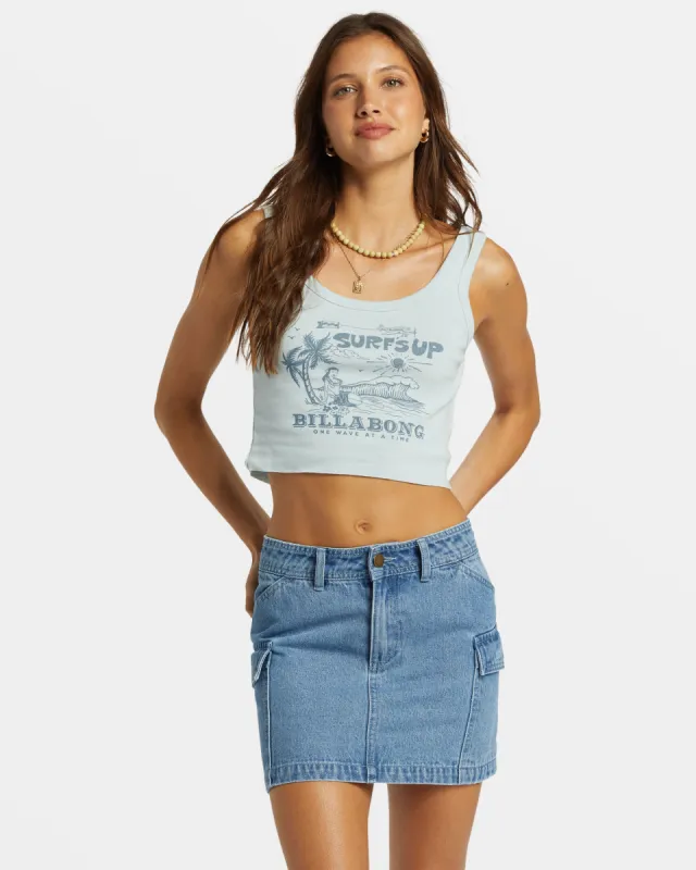 Surfs Up Cropped Tank Top - Dusk Blue sold by Billabong