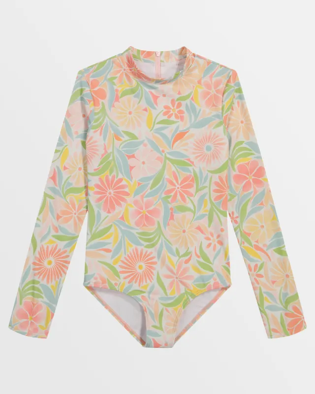 Girls Is This Love Long Sleeve One Piece Swimsuit - Dusk Blue sold by Billabong