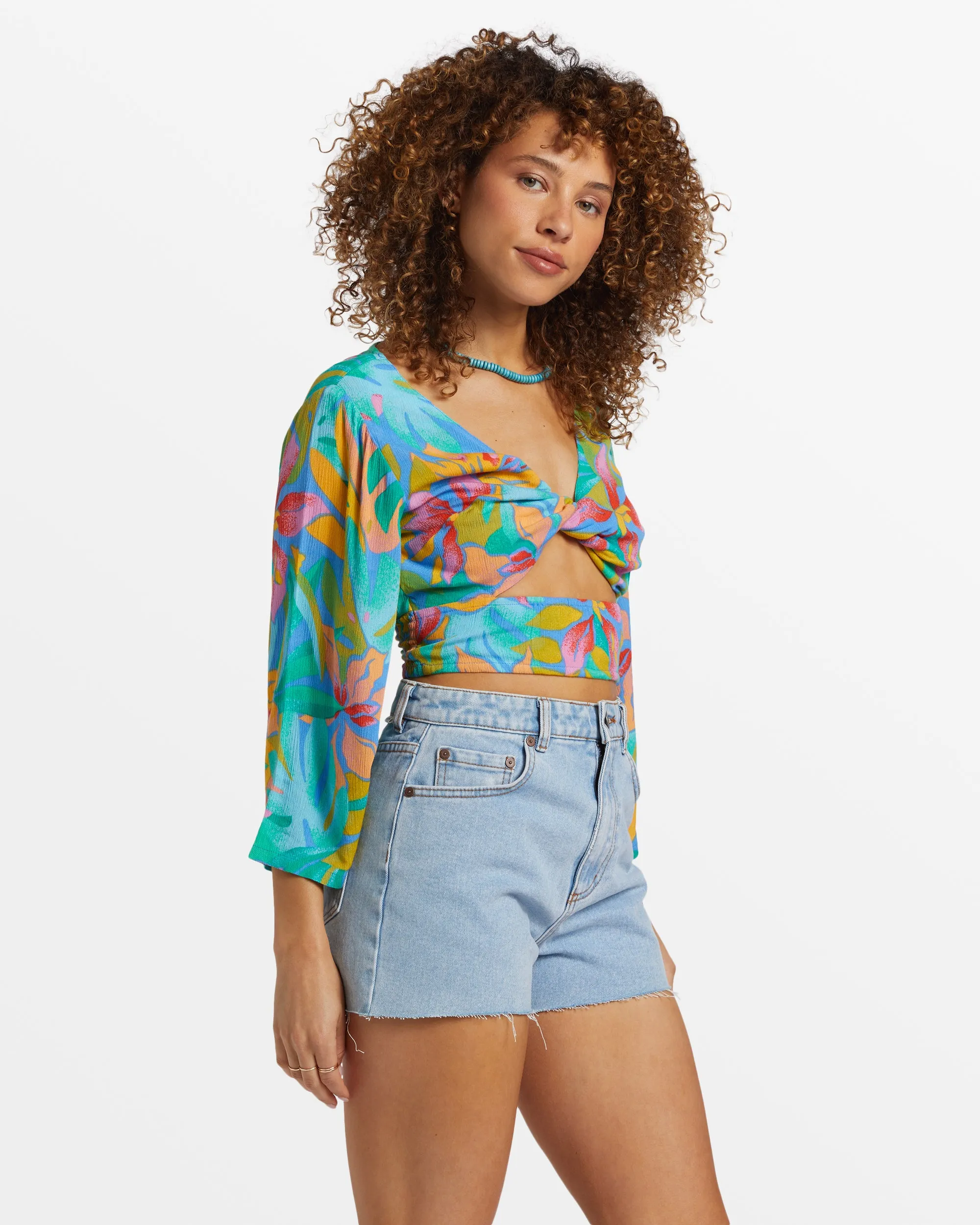 Summer Heat Bell Sleeve Crop Top - Marina sold by Billabong product image thumbnail 3