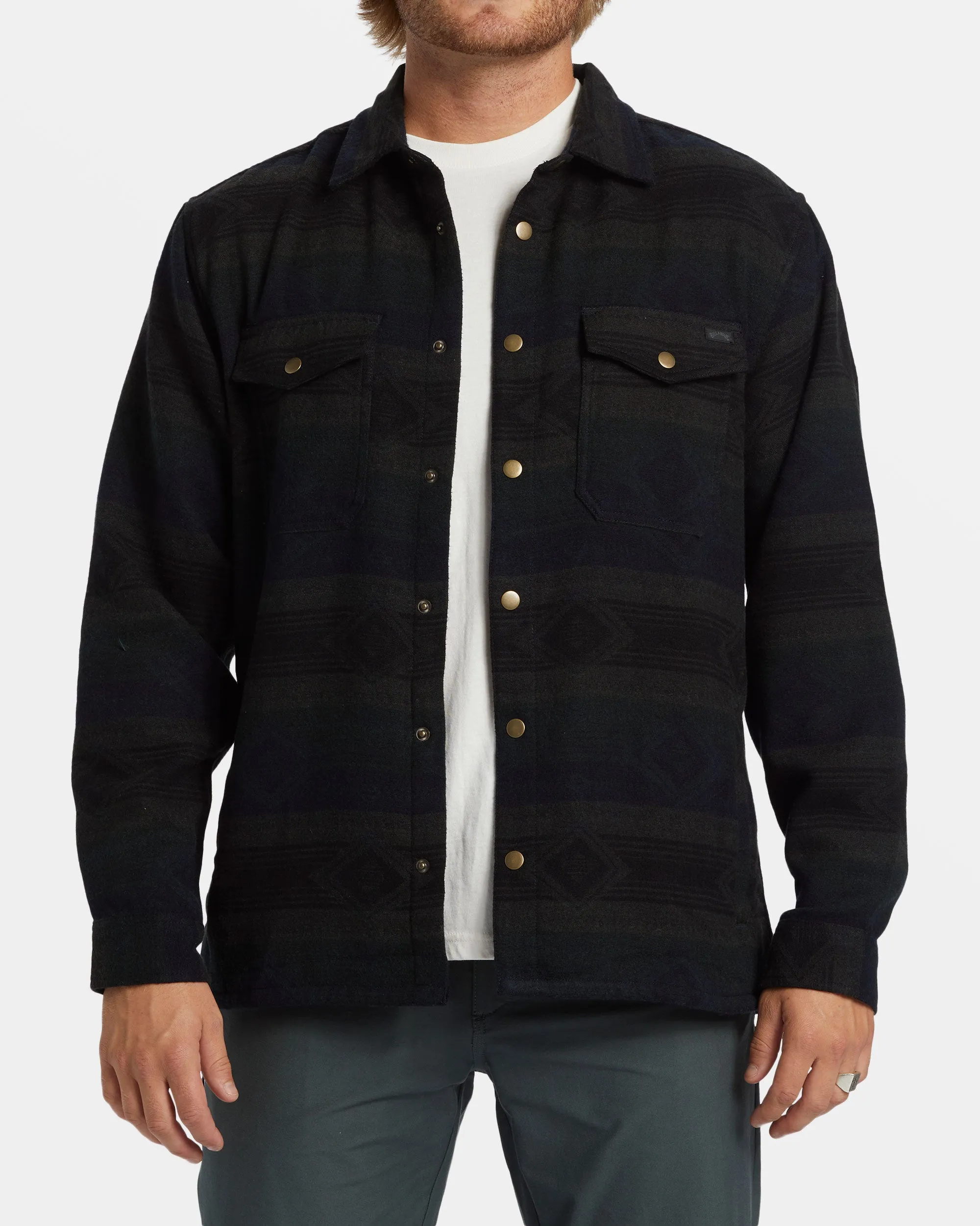 Lodge Long Sleeve Flannel Shirt - Military sold by Billabong