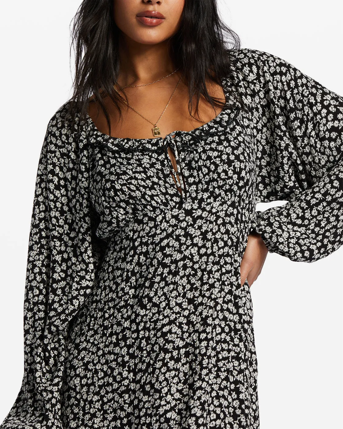 Better Days Long Sleeve Midi Dress - Black Pebble sold by Billabong product image thumbnail 4