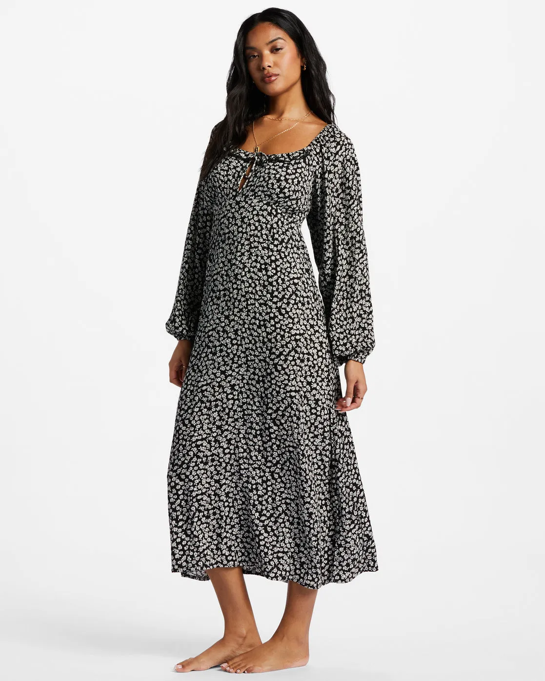 Better Days Long Sleeve Midi Dress - Black Pebble sold by Billabong product image thumbnail 2