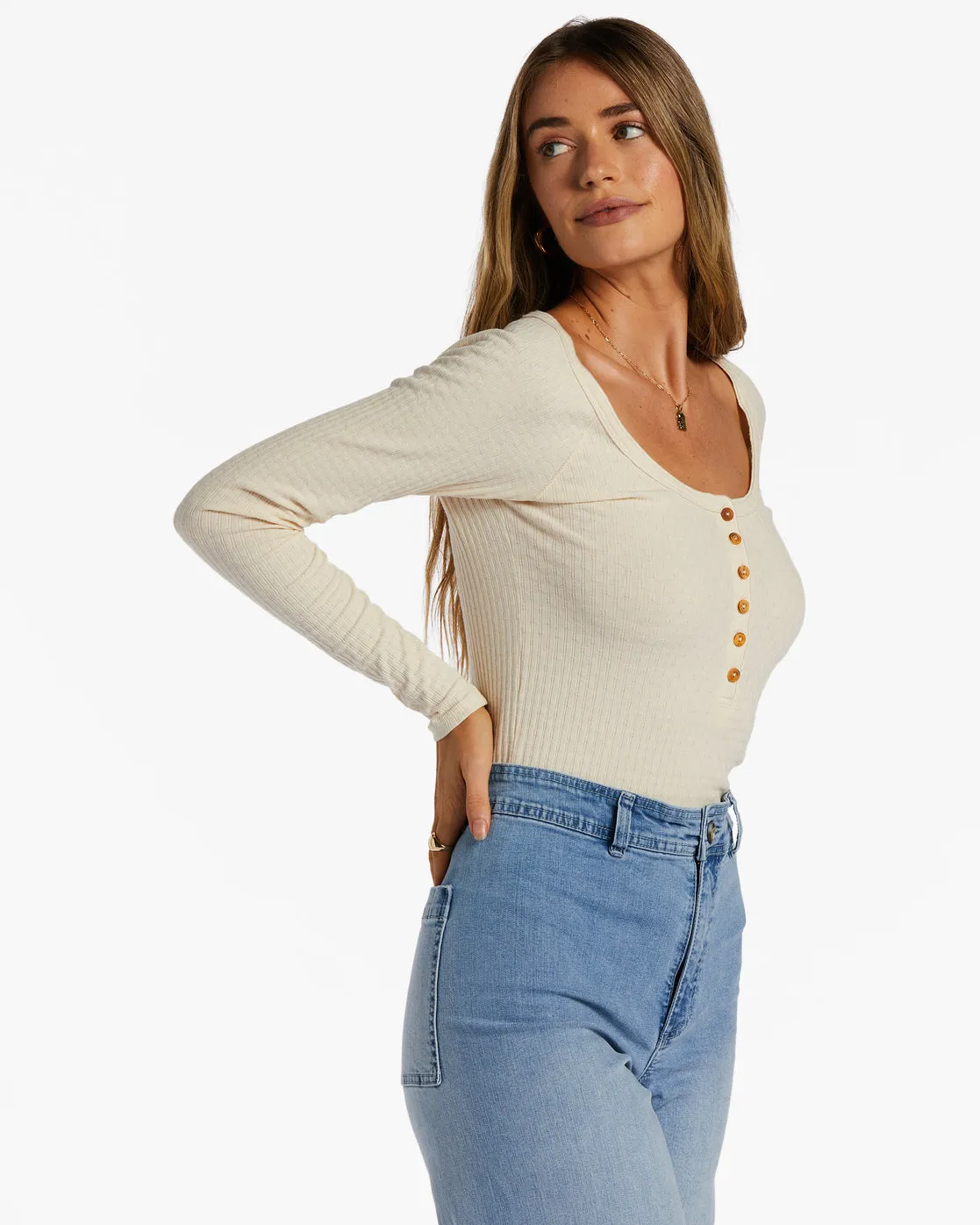 Call Me Rib Knit Top - Antique White sold by Billabong product image thumbnail 2