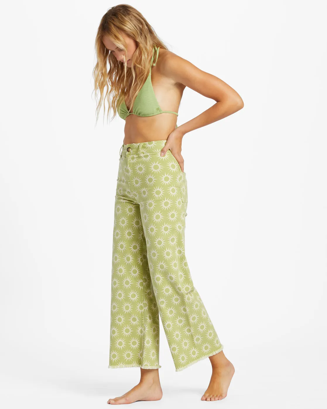 Free Fall Print High-Waist Pants - Green Eyes sold by Billabong product image thumbnail 4