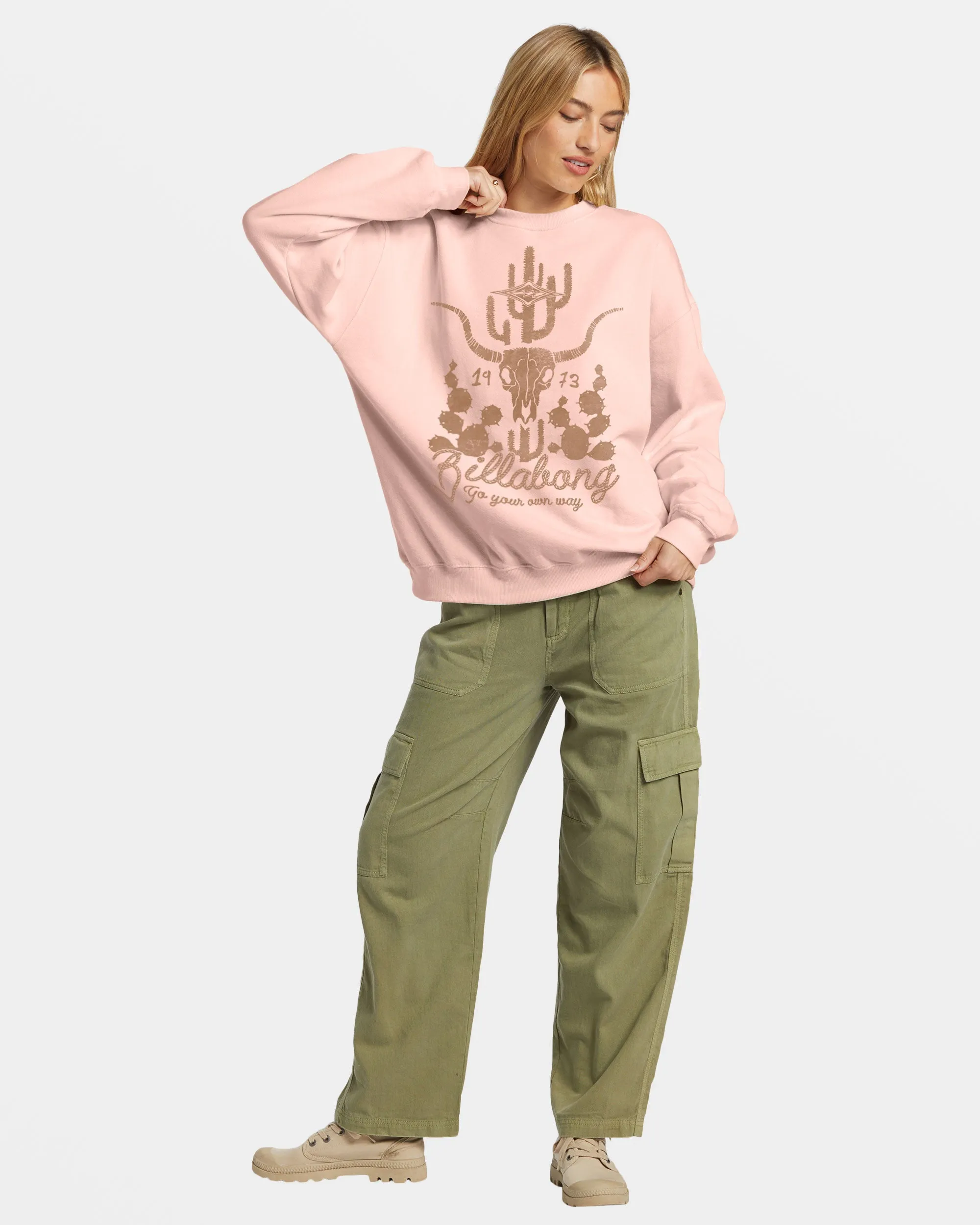 Ride In Oversized Crewneck Sweatshirt - Feelin Peachy sold by Billabong product image thumbnail 5