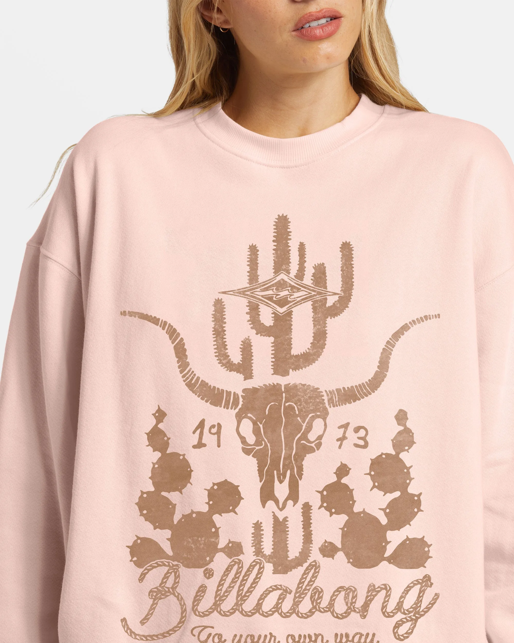Ride In Oversized Crewneck Sweatshirt - Feelin Peachy sold by Billabong product image thumbnail 4
