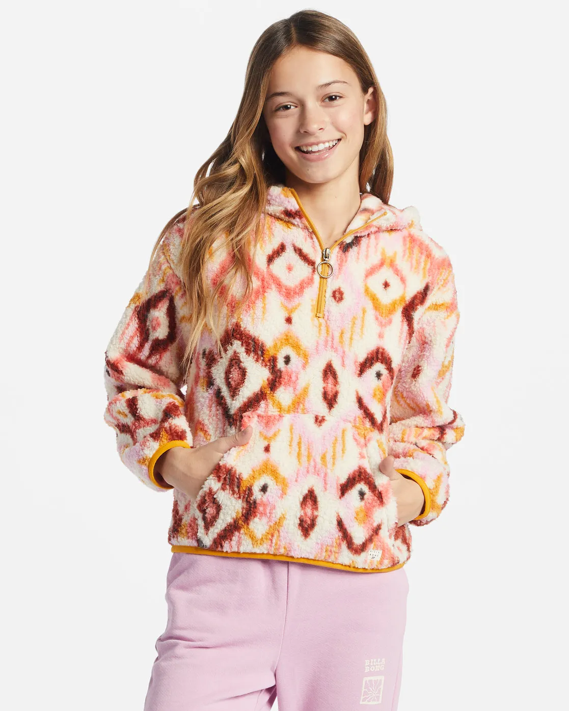Girls Just In Time Half-Zip Pullover Sweatshirt - Lavender Kiss sold by Billabong
