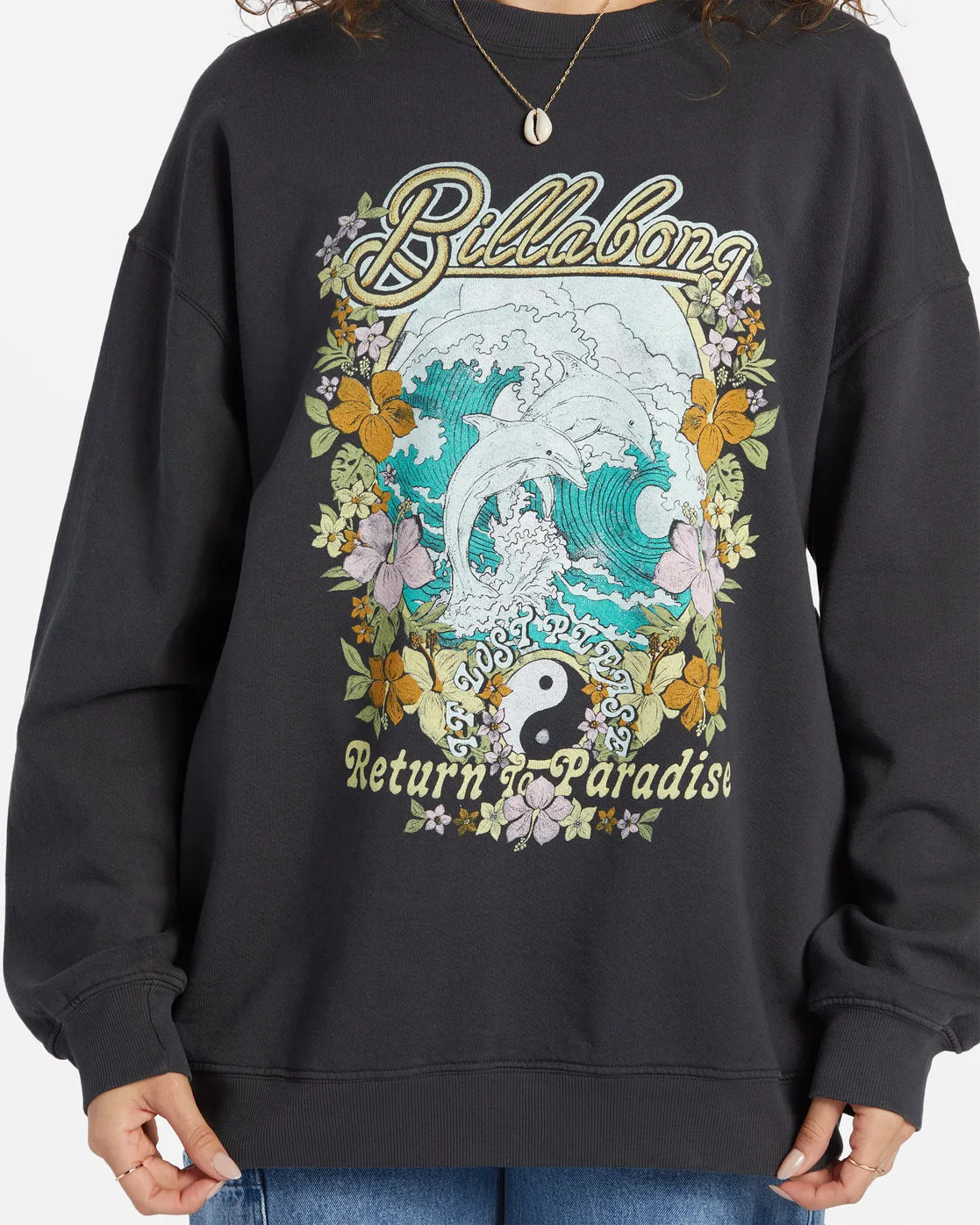 Ride In Oversized Crewneck Sweatshirt - Black Sands 3 sold by Billabong product image thumbnail 4