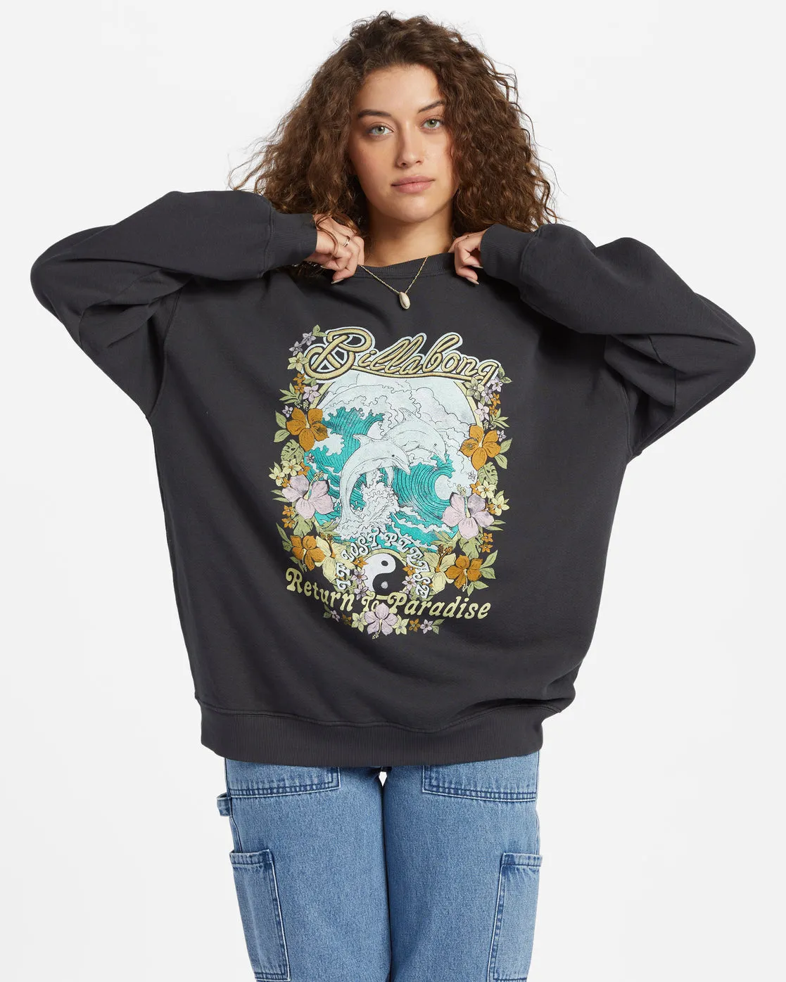 Ride In Oversized Crewneck Sweatshirt - Black Sands 3 sold by Billabong