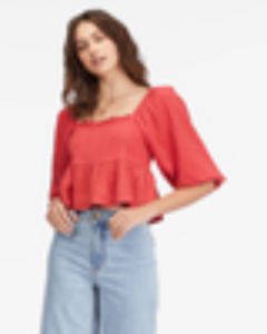 Cross My Heart Puff Sleeve Crop Top sold by Billabong