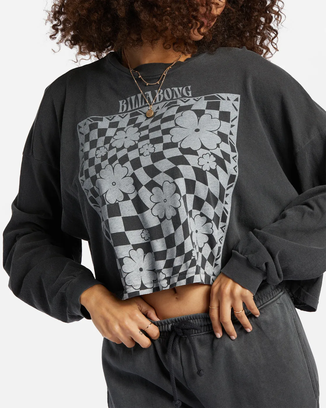 Beach Boyfriend Long Sleeve Crop Top - Black Pebble sold by Billabong product image thumbnail 4