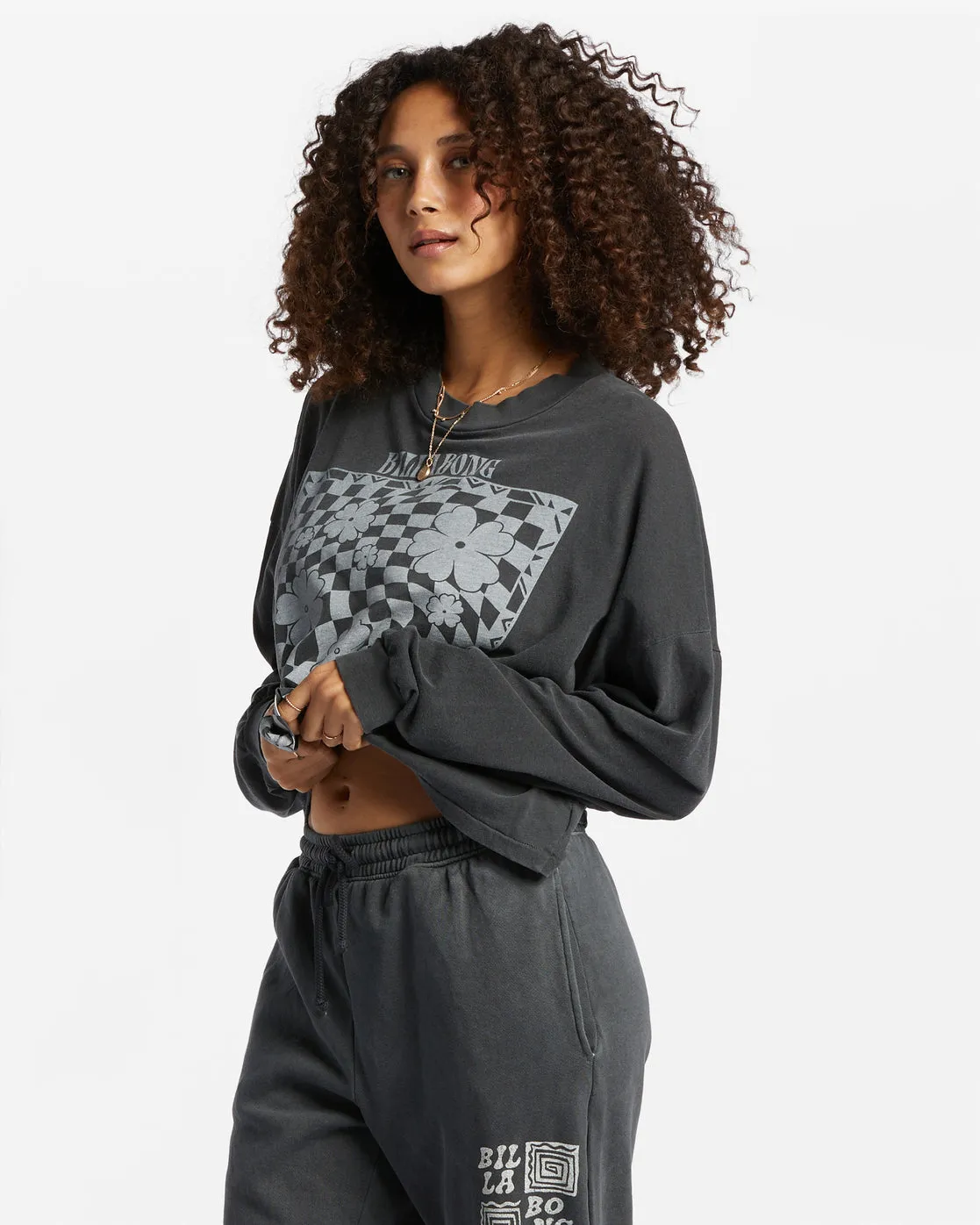 Beach Boyfriend Long Sleeve Crop Top - Black Pebble sold by Billabong product image thumbnail 2